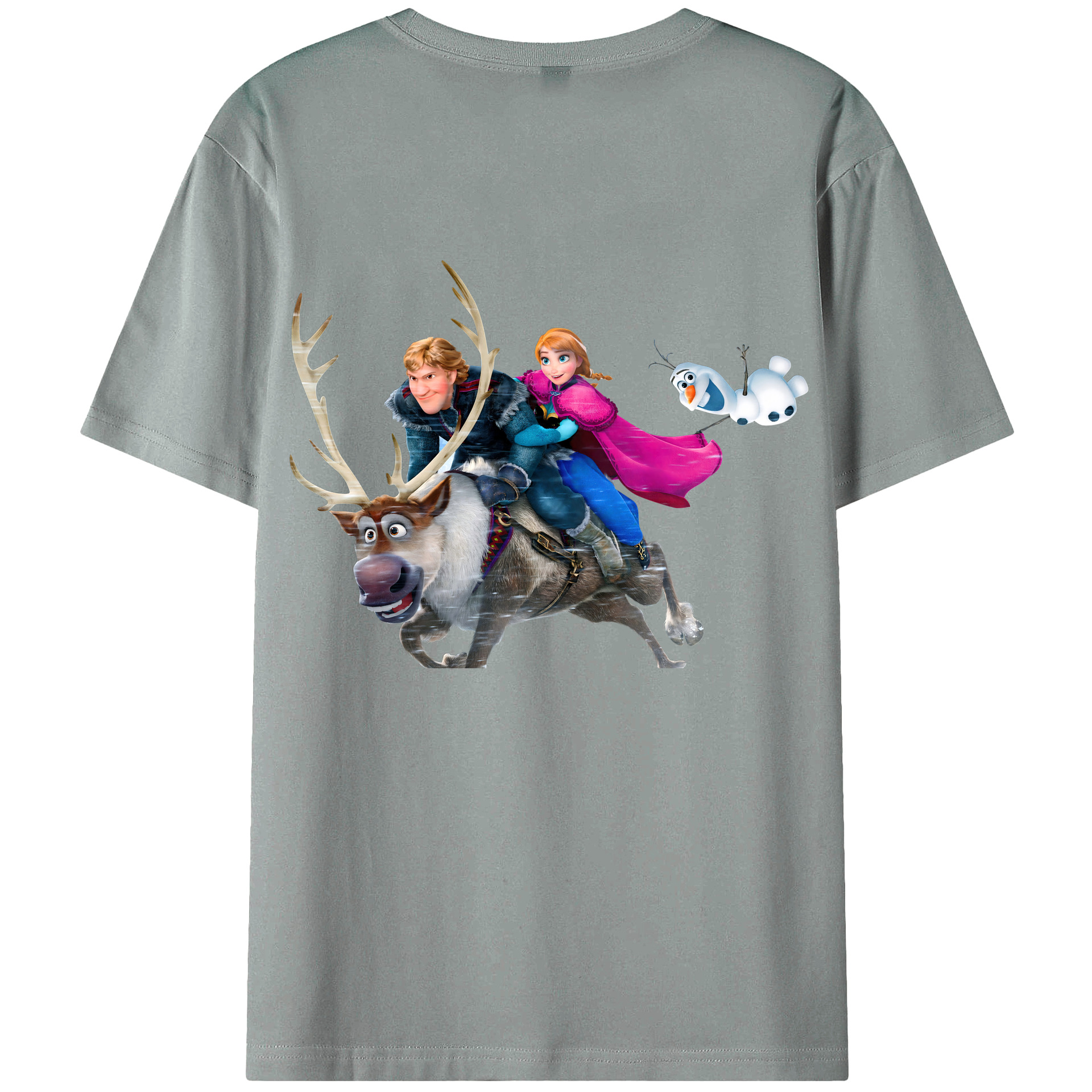 （画像用） アナと雪の女王 アンナ エルサ Frozen Anna Elsa 綿100％ メンズ半袖Tシャツ（バックプリント） 通気性